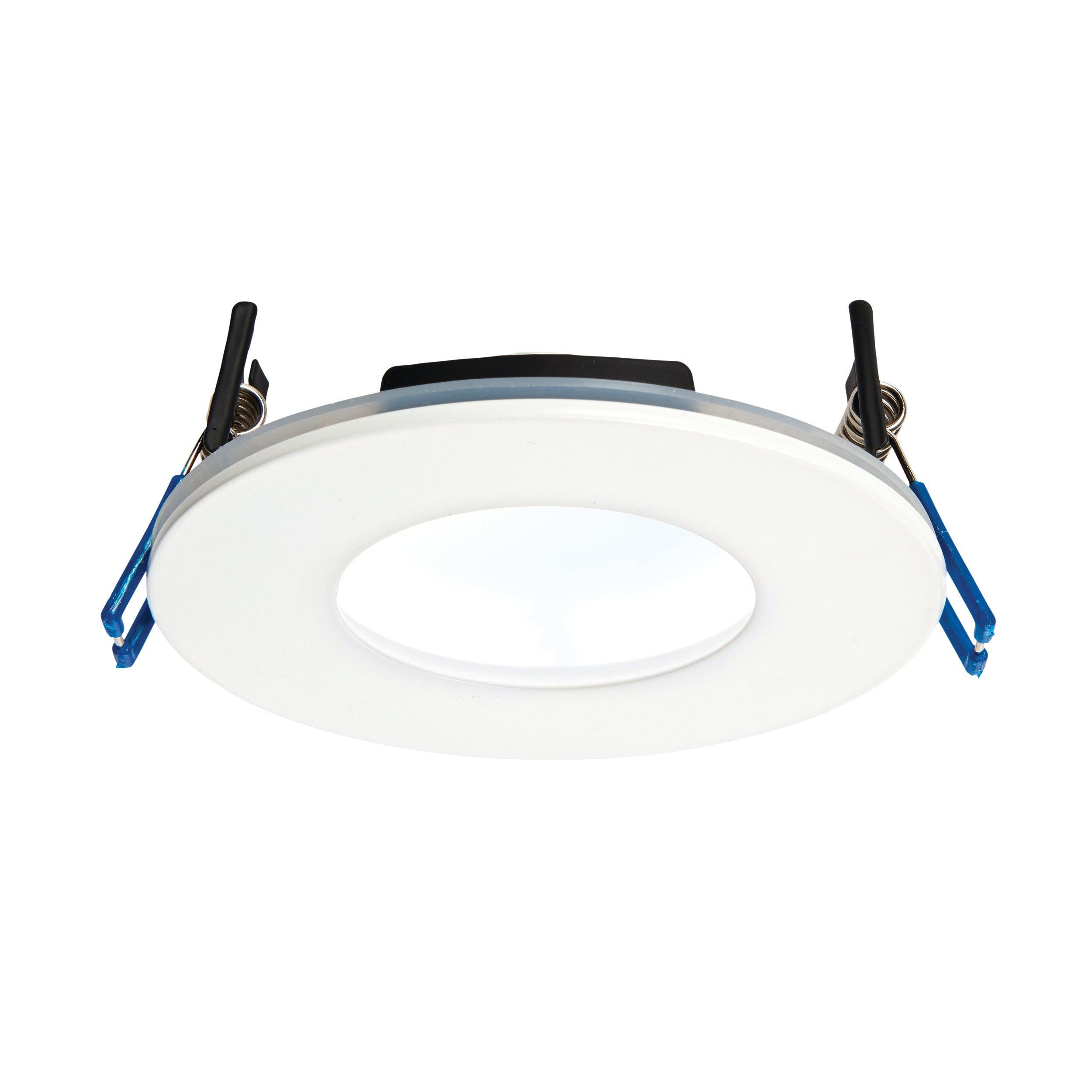 orbitalplus matt white recessed ceiling light ip65 9w 1by saxby lighting