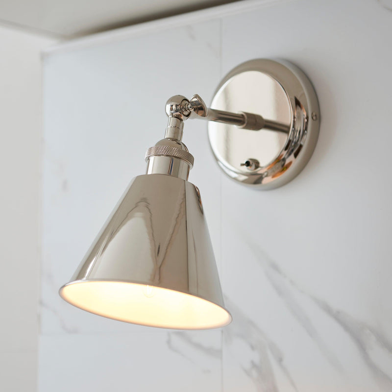 Putney Nickel Wall Light - Switched