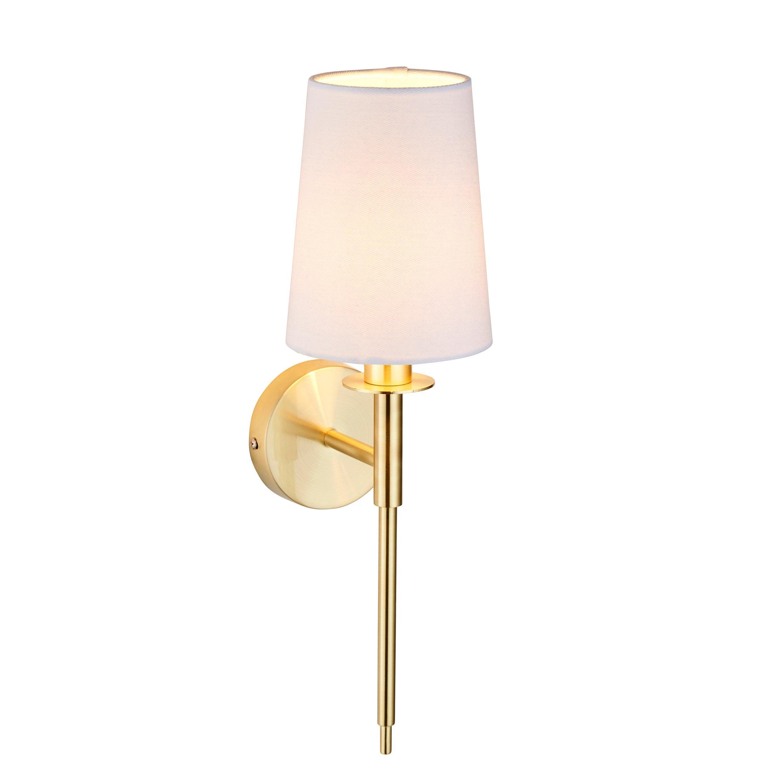 Kensington Brass Art Deco Wall Light - White Shade image 1