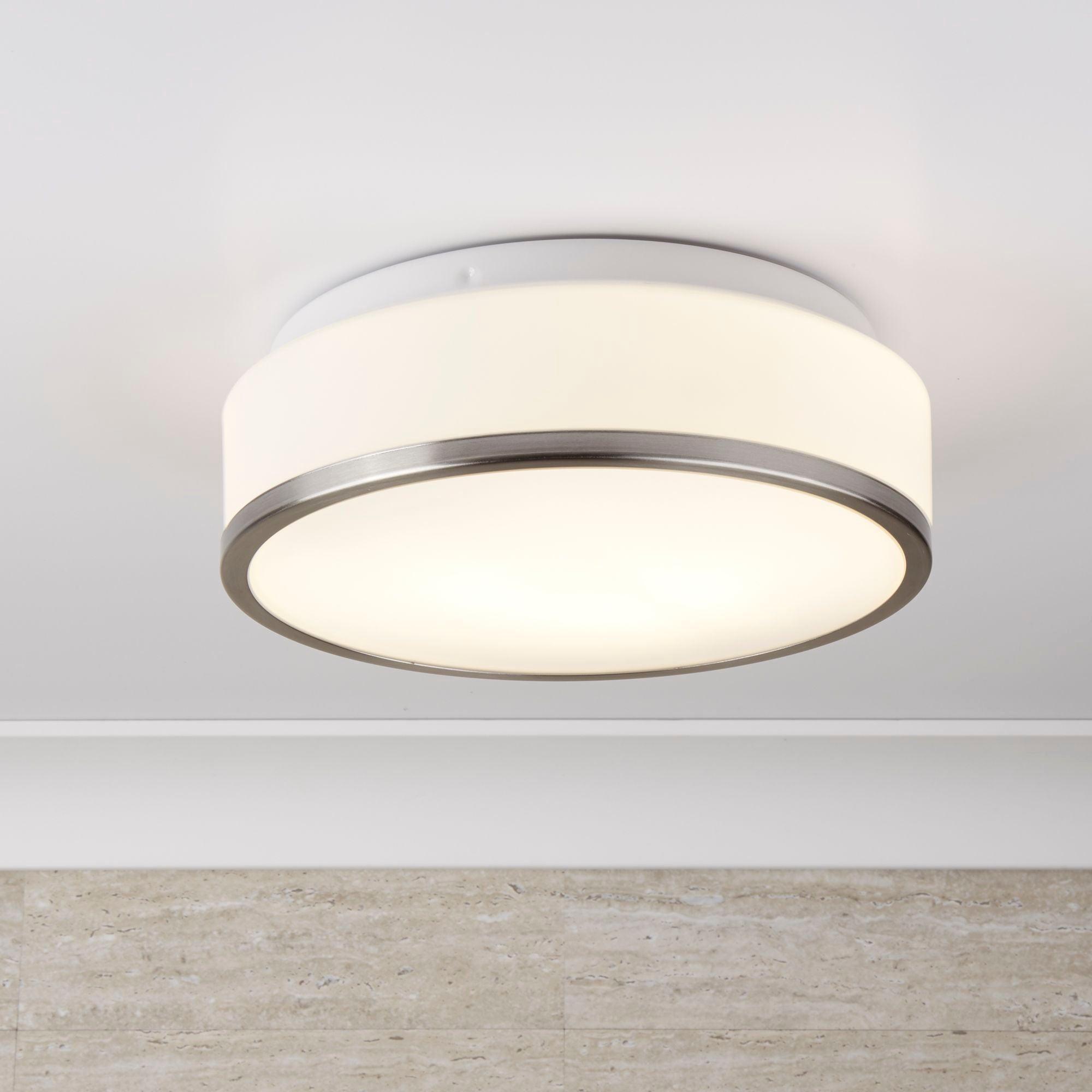 cheese flush bathroom ceiling light opal white glass shade 28cm
