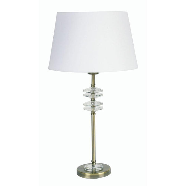 Sahar Table Lamp Antique Brass With Crystal Scones