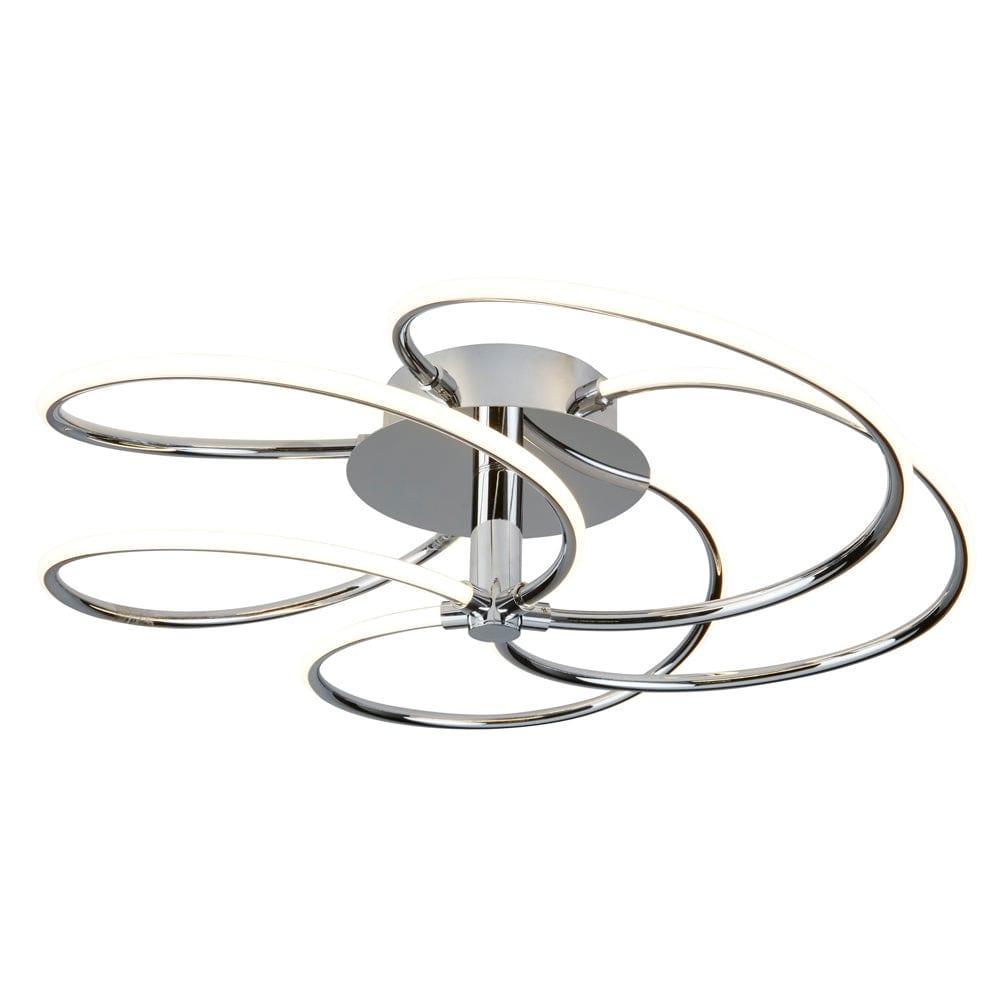 Bardot 5 Light LED Swirl Flush Chrome Ceiling Light Living room Image