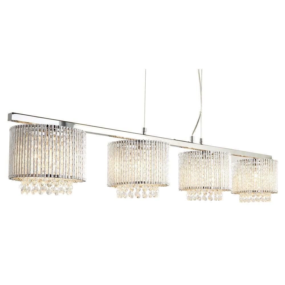 Elise I 4 Light Chrome & Crystal Bar Pendant Ceiling Light-Ceiling Pendant Lights-1-Tiffany Lighting Direct