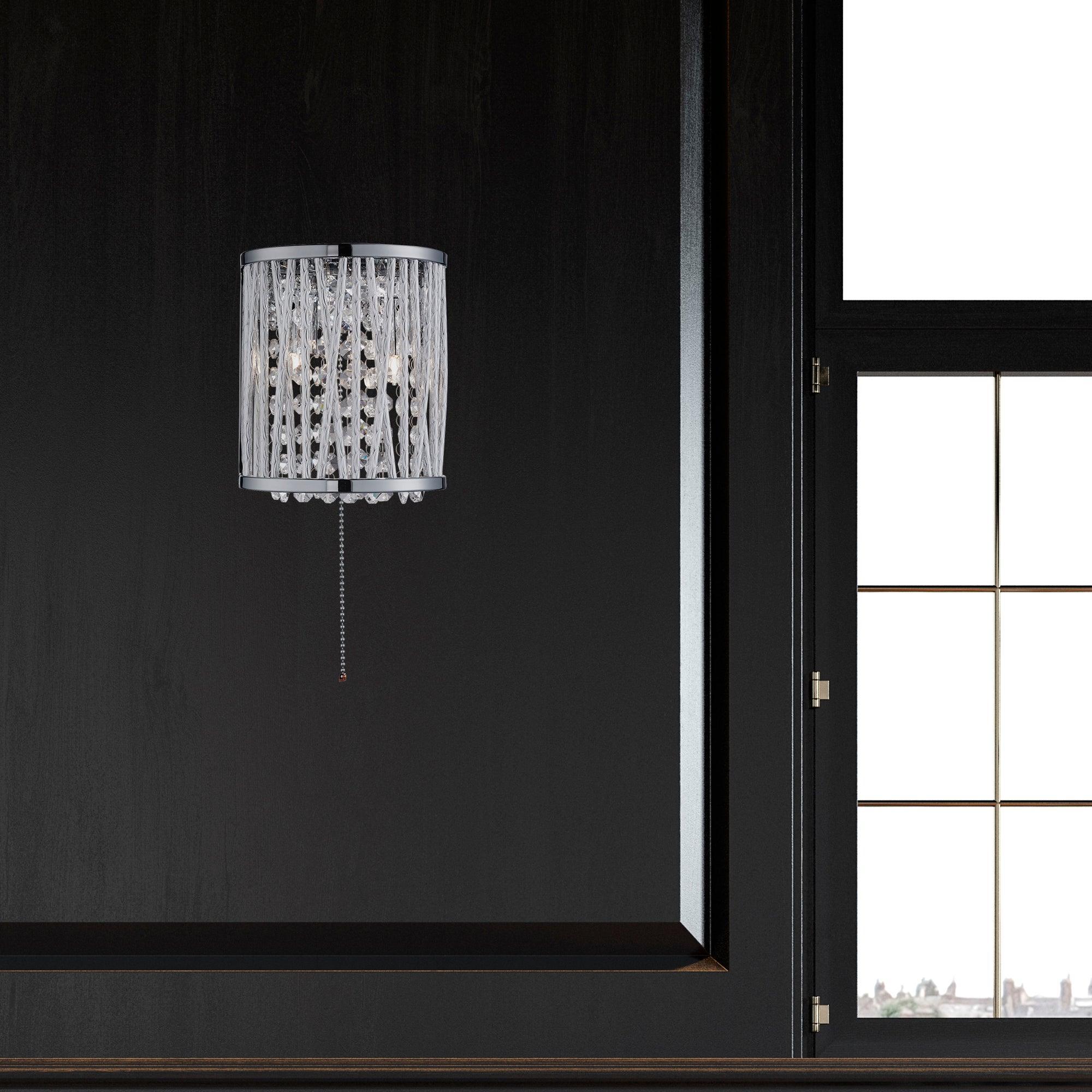 elise 2 light chrome crystal buttons wall light pull switch by searchlighting lighting, living room image