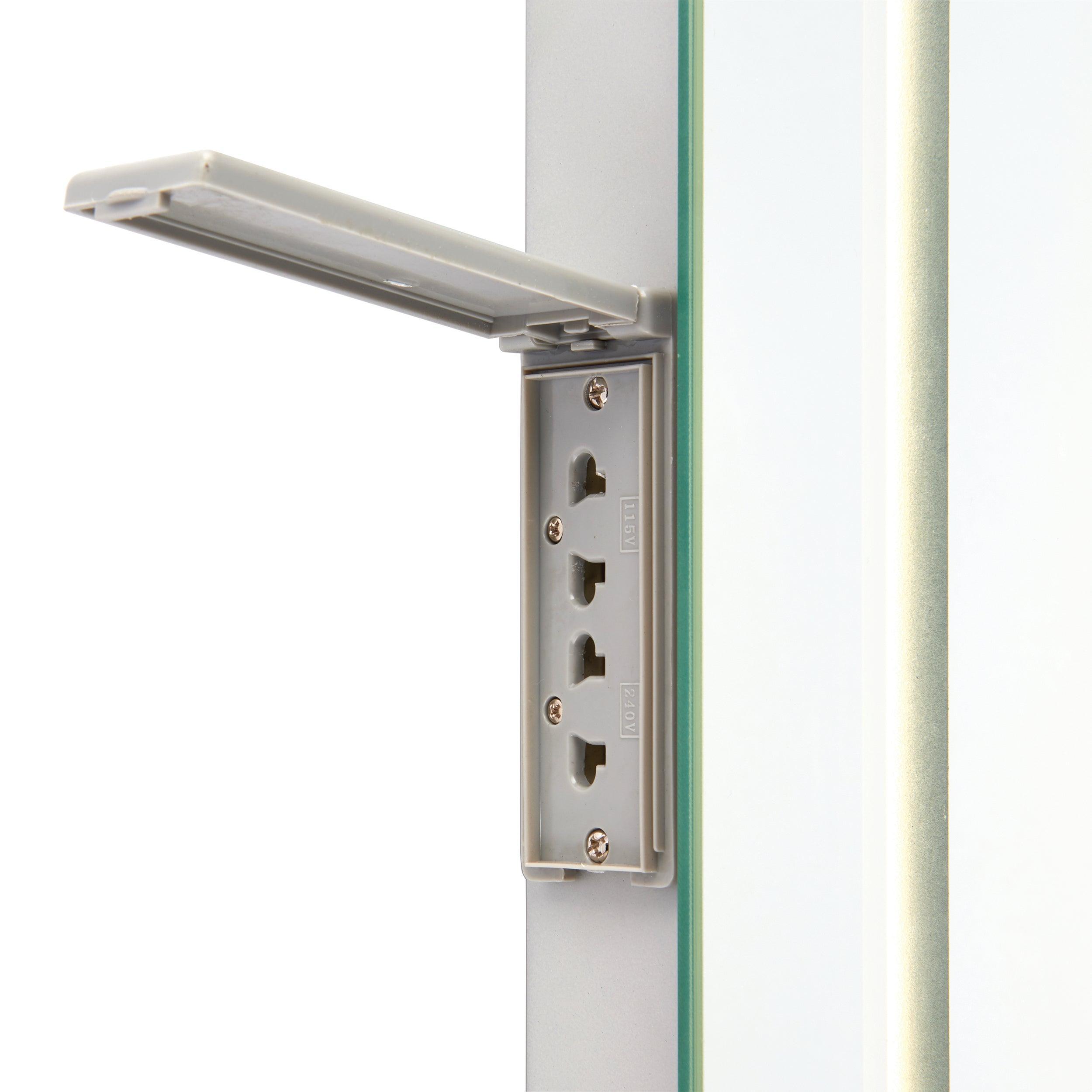 glimpse led bathroom shaver mirror ip44 4wby Saxby Lighting, close up image