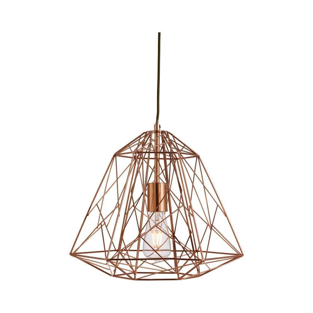 Geometric Cage 1 Light Copper Frame Pendant Searchlight-Ceiling Pendant Lights-1-Tiffany Lighting Direct
