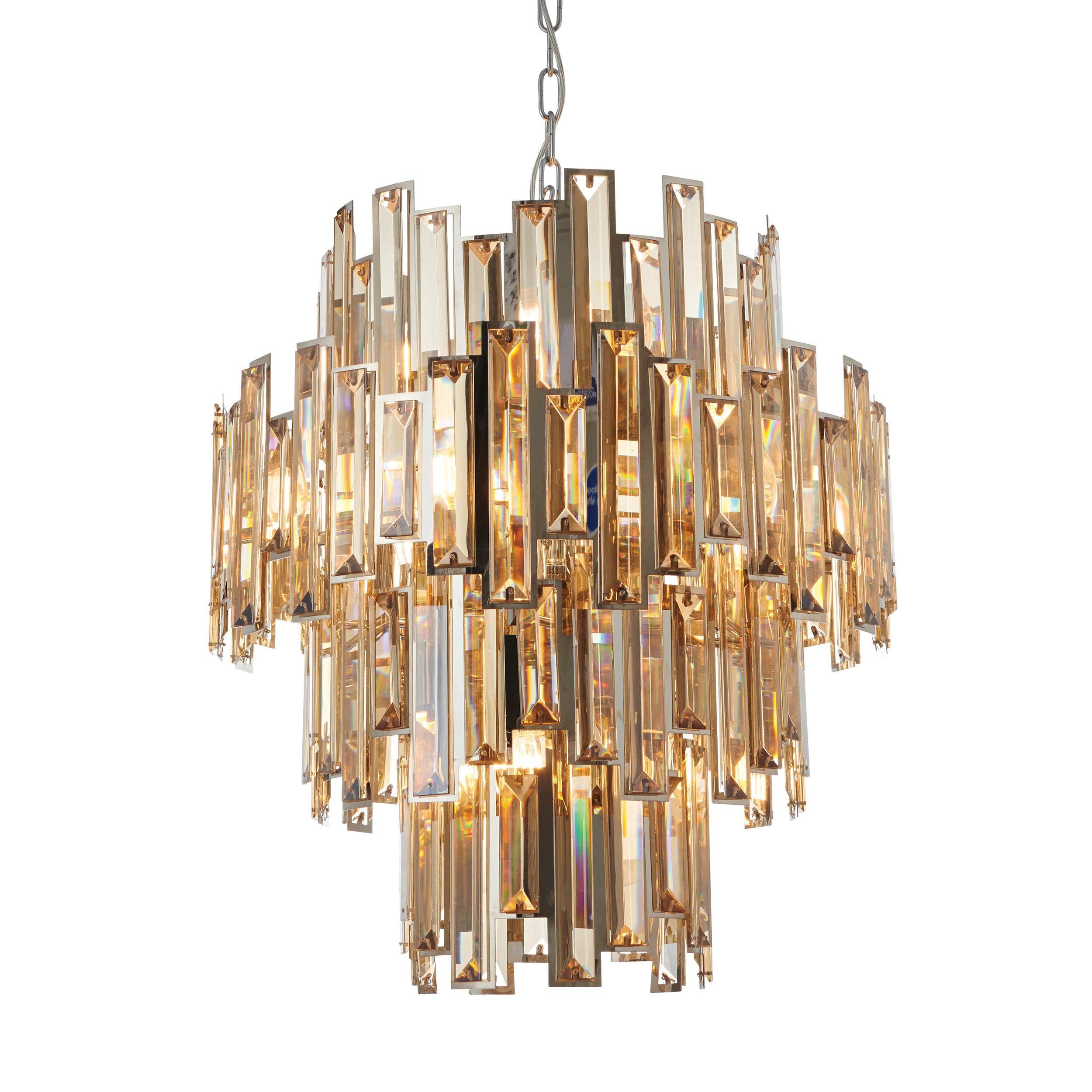 Endon Viviana 12 Light Tinted Champagne Crystal Chandelier-Endon Lighting Living Room Lighting Tiffany Lighting Direct