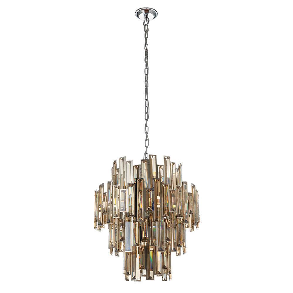 Endon Viviana 12 Light Tinted Champagne Crystal Chandelier-Endon Lighting Hallway Lighting Close upTiffany Lighting Direct