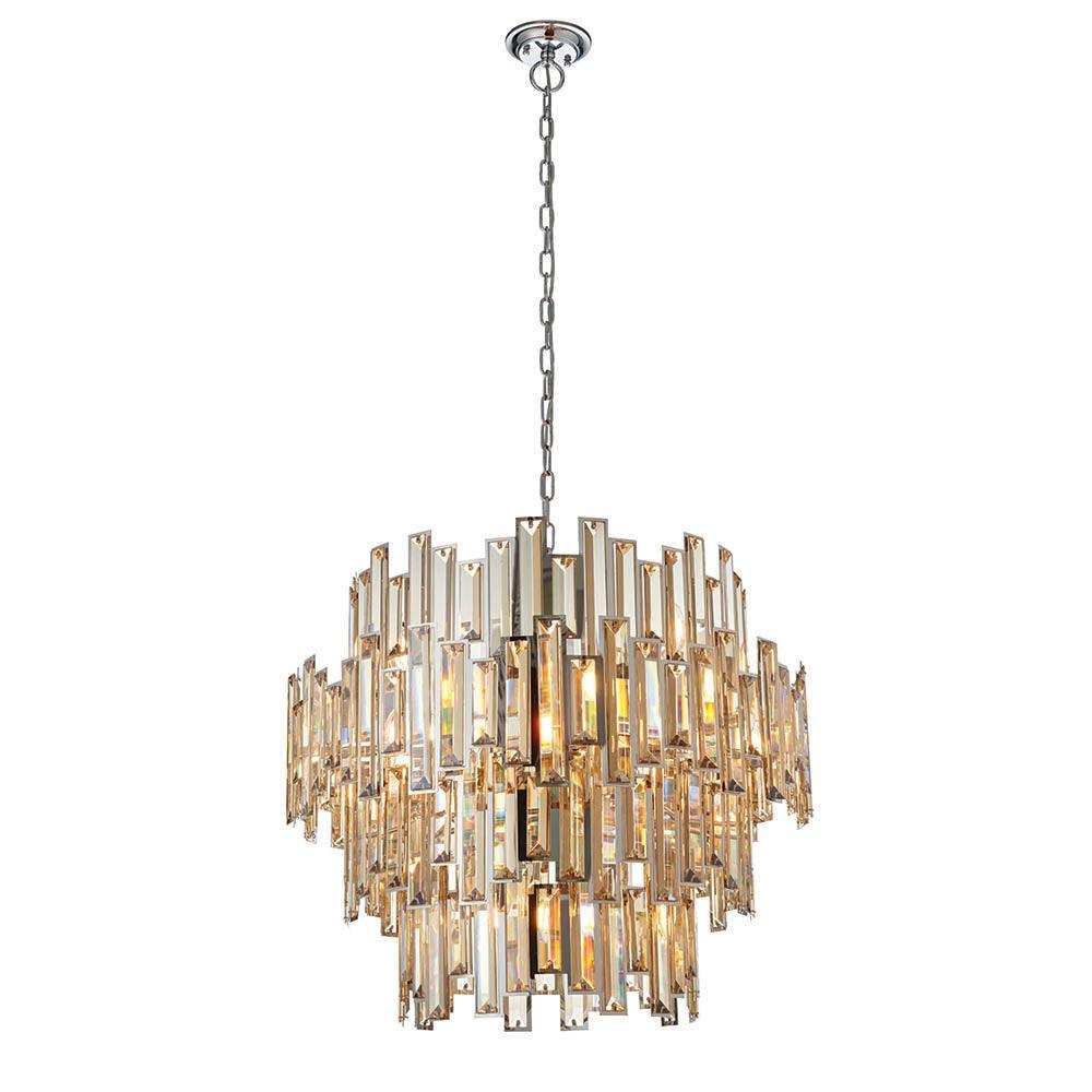 Endon Viviana 15 Light Tinted Champagne Crystal Chandelier-Ceiling Pendant Lights-Endon Lighting hallway lighting photo Tiffany Lighting Direct