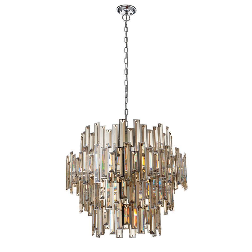 Endon Viviana 15 Light Tinted Champagne Crystal Chandelier-Ceiling Pendant Lights-Endon Lighting Hallway Lighting Close upTiffany Lighting Direct
