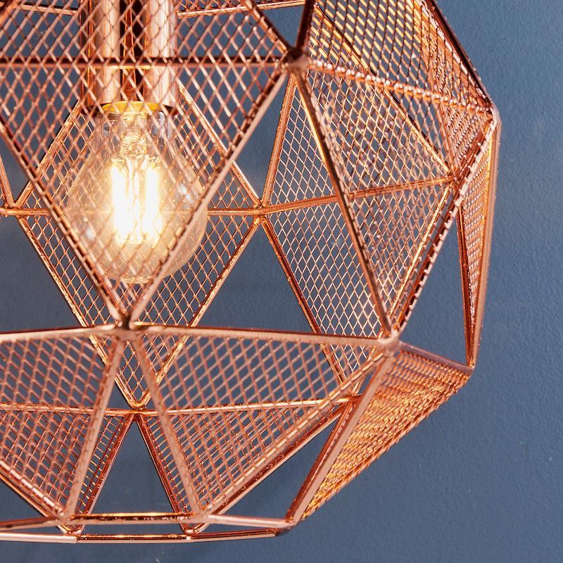 Endon Armour Copper 1 Light Pendant-Ceiling Pendant Lights-Endon Lighting living room close up Tiffany Lighting Direct