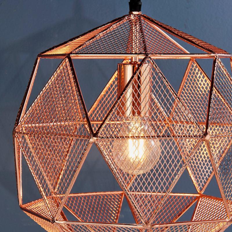 Endon Armour Copper 1 Light Pendant-Ceiling Pendant Lights-Endon Lighting living room 2nd close upTiffany Lighting Direct
