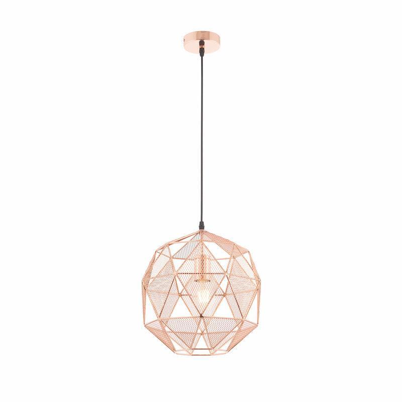Endon Armour Copper 1 Light Pendant-Ceiling Pendant Lights-Endon Lighting Hallway Lighting Close upTiffany Lighting Direct