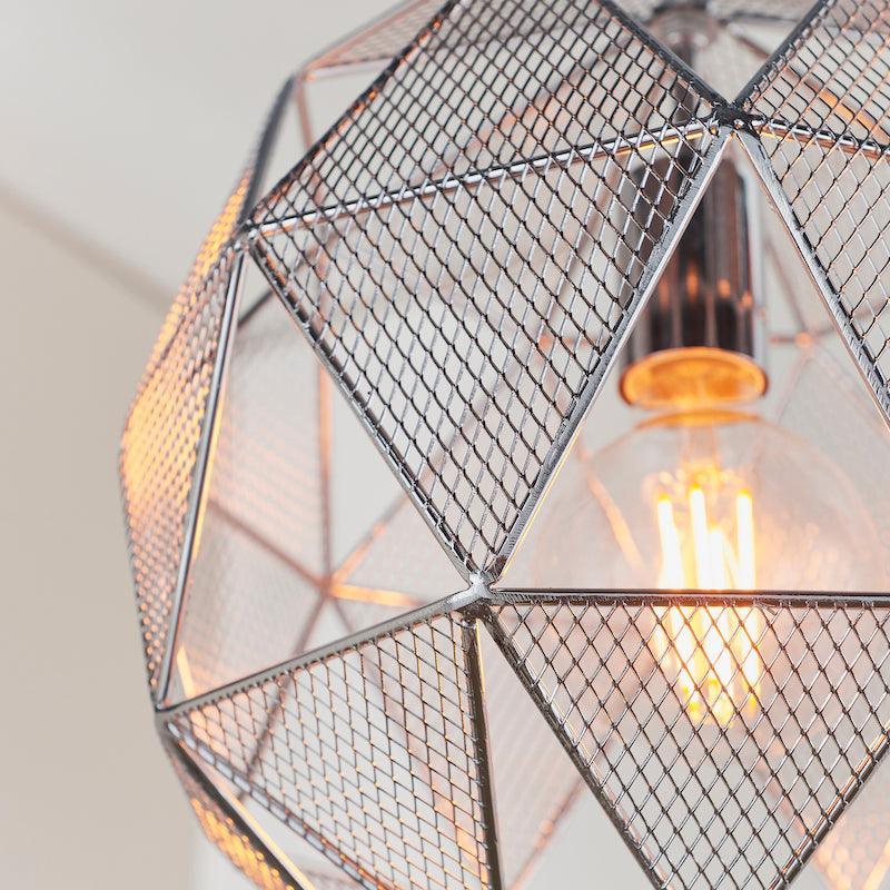 Endon Armour Chrome 1 Light Pendant-Ceiling Pendant Lights-Endon Lighting living room close up Tiffany Lighting Direct