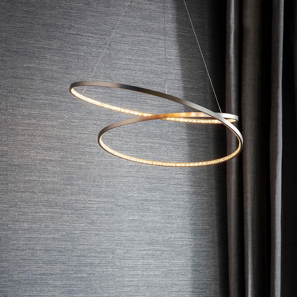 Endon Eternity 1 Light Nickel Finish Pendant Ceiling Light-Ceiling Pendant Lights-Endon Lighting Living Room Lighting Tiffany Lighting Direct