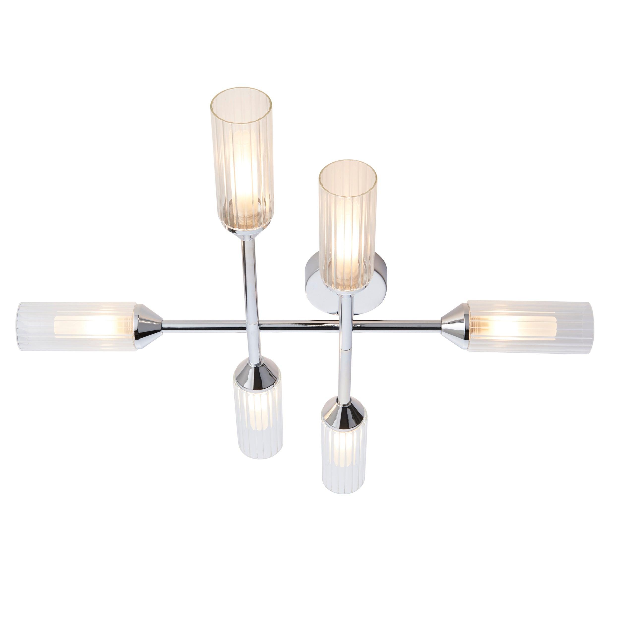Oundle 6 Light Chrome Bathroom Semi-Flush Ceiling Light