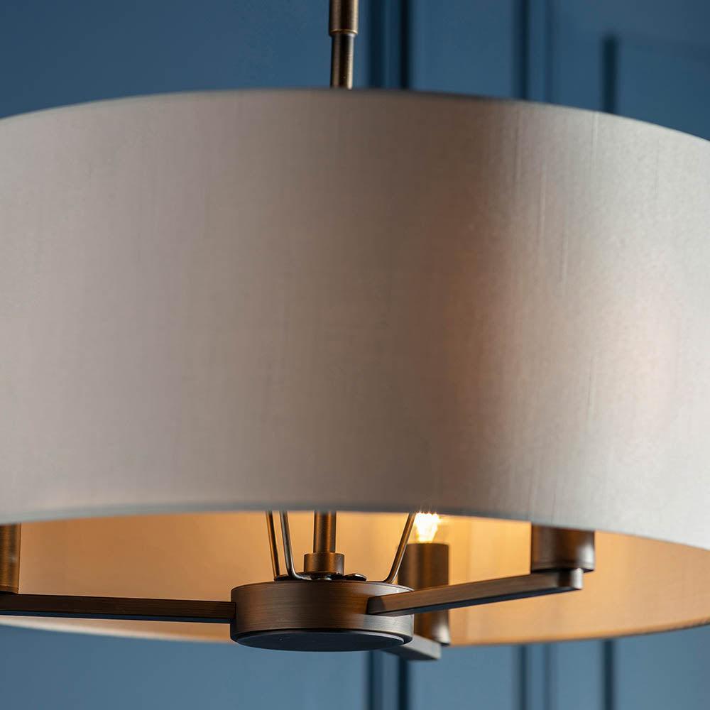 Endon Daley 3 Light Bronze Finish Ceiling Pendant-Ceiling Pendant Lights-Endon Lighting living room close. up unlit Tiffany Lighting Direct
