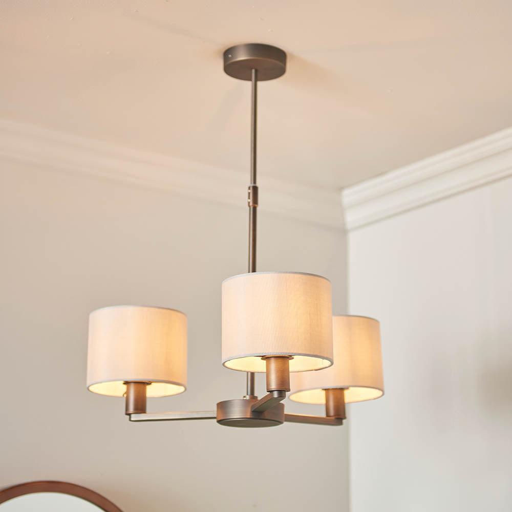 Endon Daley 3 Light Large Bronze Finish Ceiling Pendant-Ceiling Pendant Lights-Endon Lighting living room close. up unlit Tiffany Lighting Direct