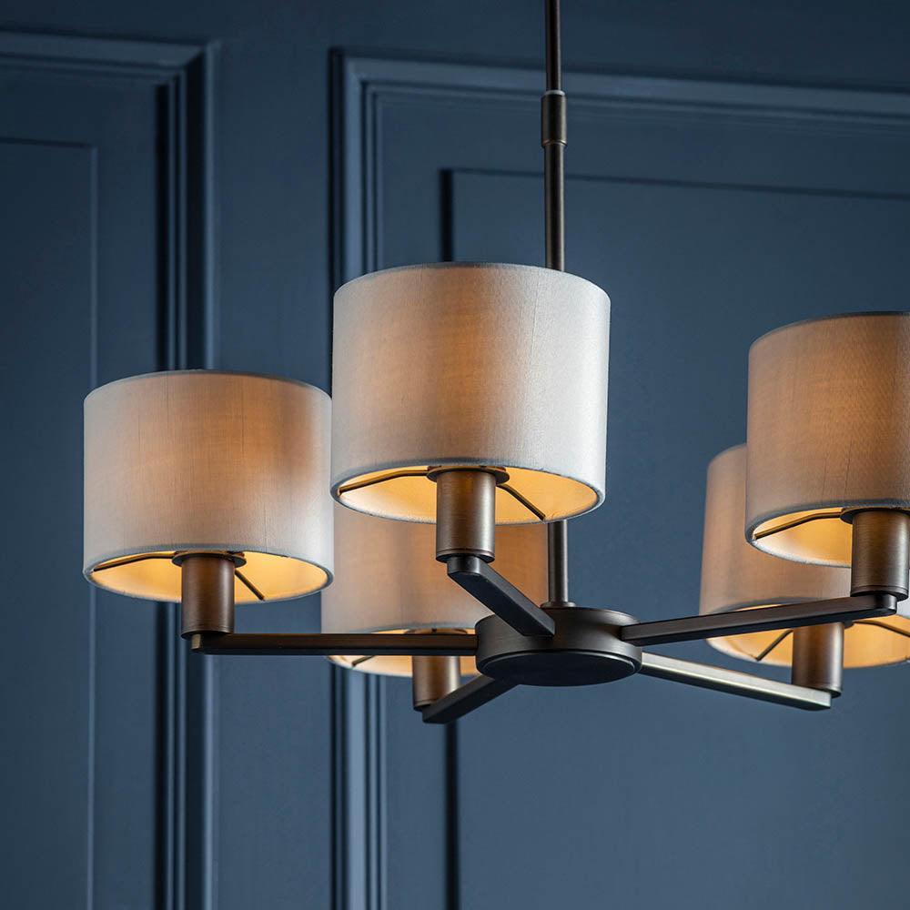 Endon Daley 5 Light Bronze Finish Pendant Ceiling Light-Ceiling Pendant Lights-Endon Lighting living room close. up unlit Tiffany Lighting Direct