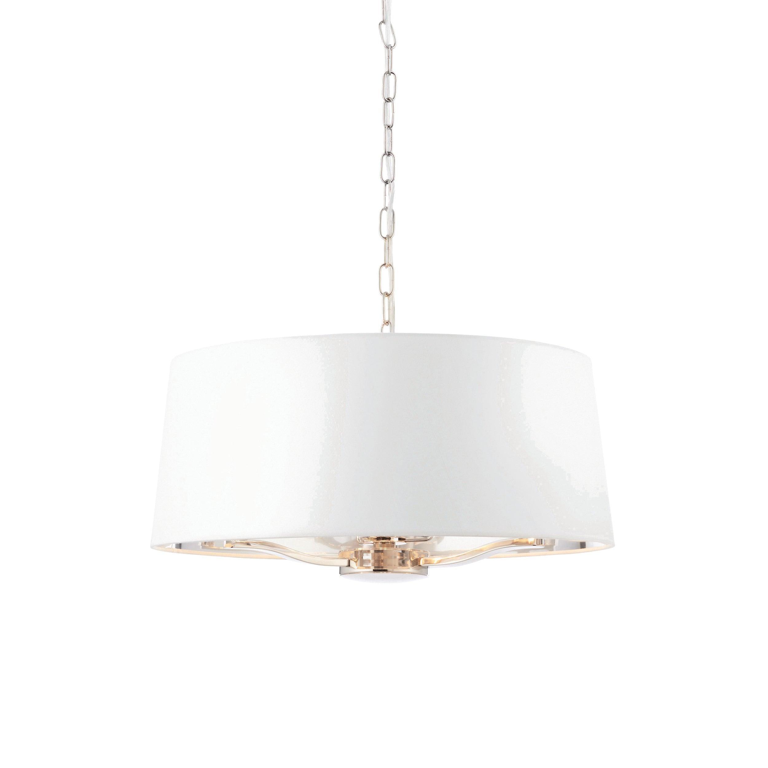 Endon Harvey 3 Light Bright Nickel Ceiling Pendant-Ceiling Pendant Lights-Endon Lighting Living Room Lighting Tiffany Lighting Direct