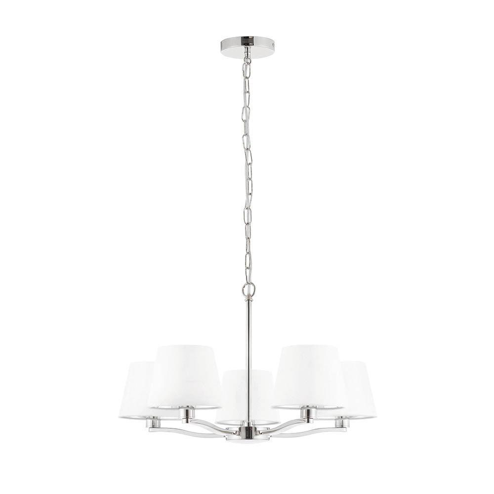 Endon Harvey 5 Light Polished Nickel Chandelier-Ceiling Pendant Lights-Endon Lighting Bedrooom Lighting close up Tiffany Lighting Direct