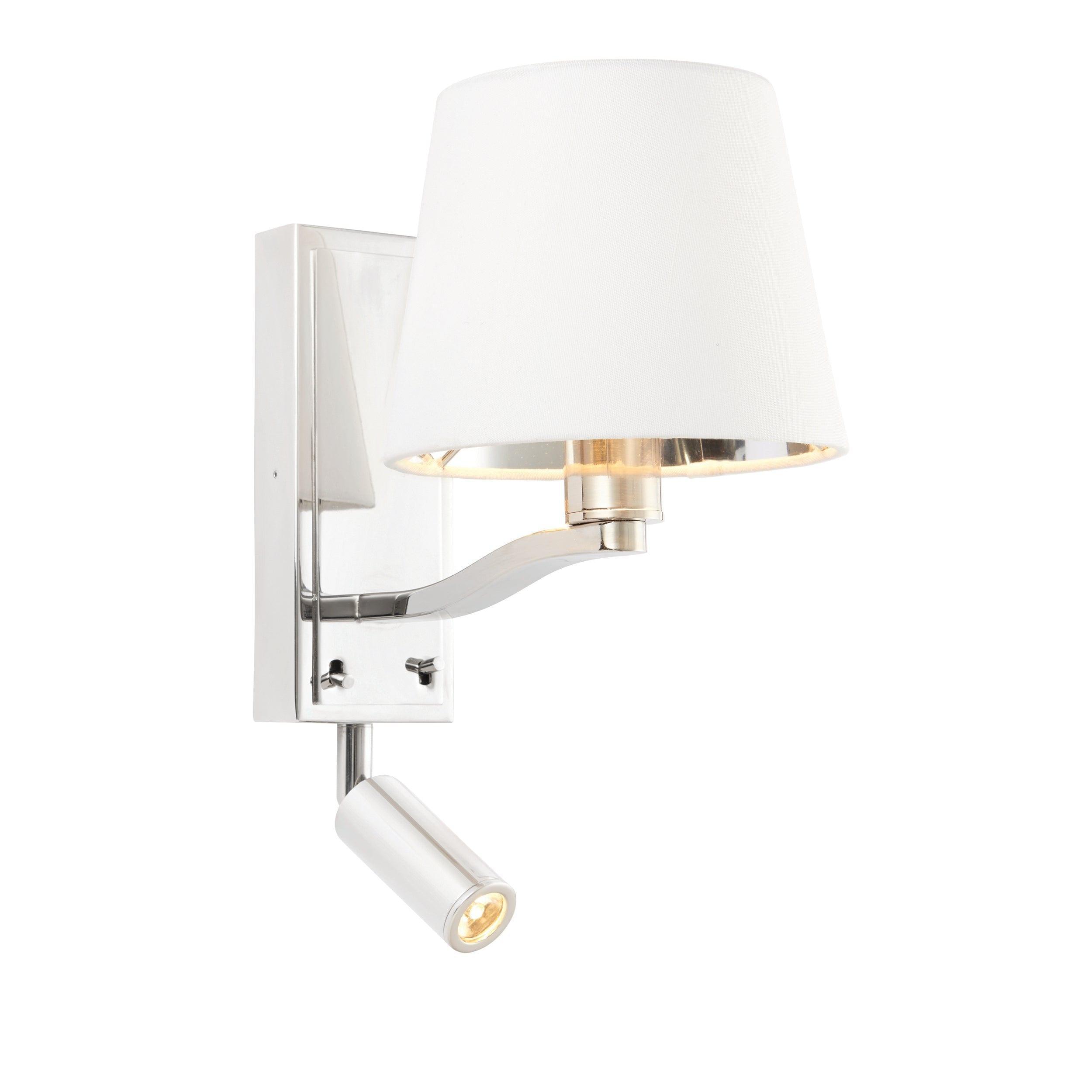 harvey nickel finish wall light white shade by Endon Lighting Living room image