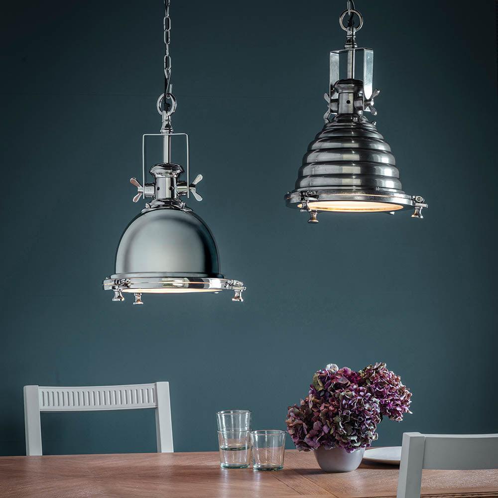 Endon Fenton 1 Light Polished Nickel Pendant Ceiling Light-Ceiling Pendant Lights-Endon Lighting living room close. up unlit Tiffany Lighting Direct