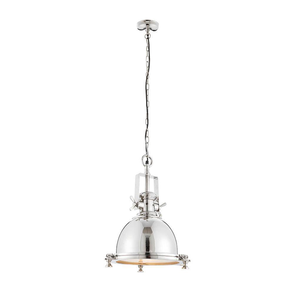 Endon Fenton 1 Light Polished Nickel Pendant Ceiling Light-Ceiling Pendant Lights-Endon Lighting Hallway Lighting Close upTiffany Lighting Direct