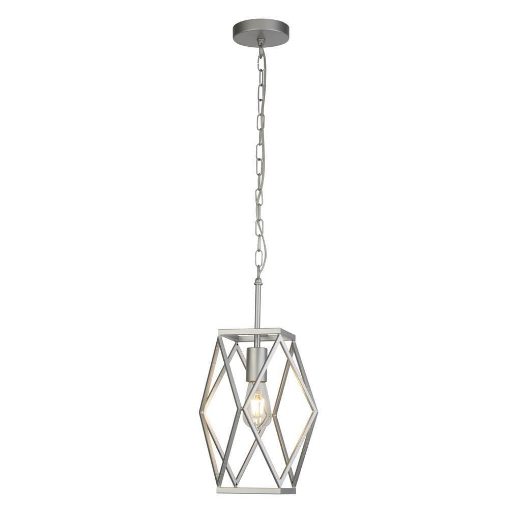 Chassis 1 Light Satin Silver Ceiling Pendant Searchlight-Ceiling Pendant Lights-1-Tiffany Lighting Direct