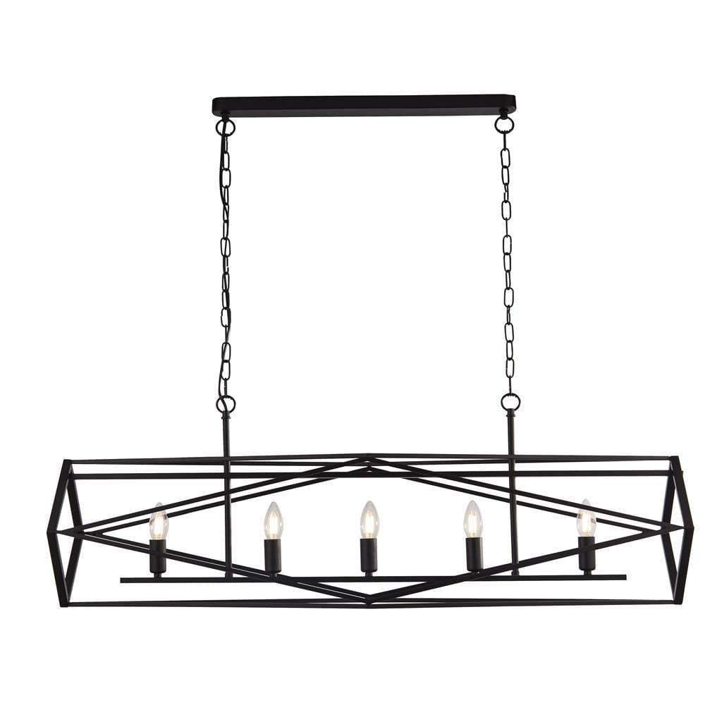 Searchlight Chassis 5 Light Black Pendant Ceiling Light-Ceiling Pendant Lights-1-Tiffany Lighting Direct