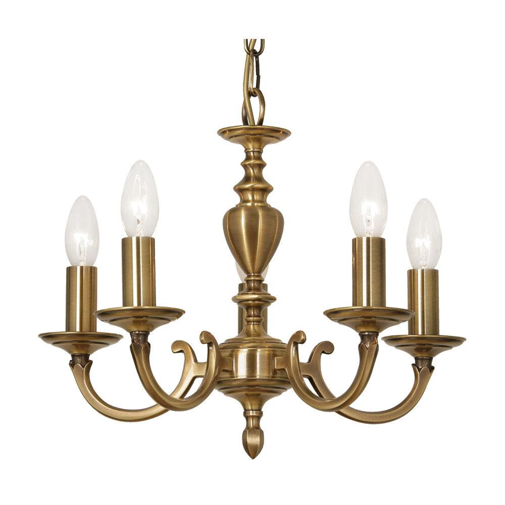 Carter 5 Light Antique Brass Plate Chandelier - Cast Brass-Oaks Lighting-1-Tiffany Lighting Direct