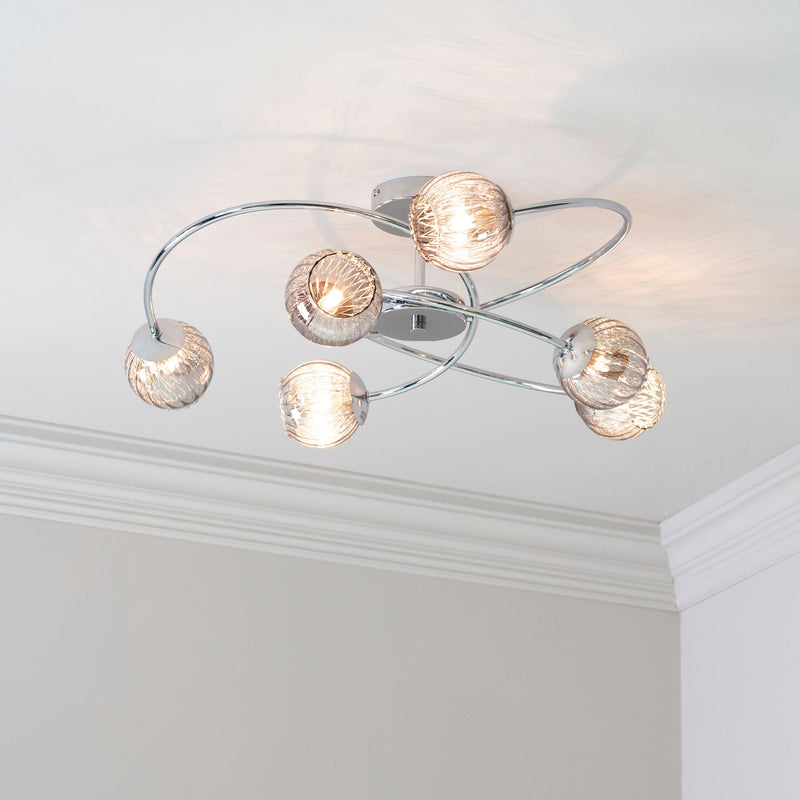 Aerith 6 Lt Semi flush Ceiling Light by Endon Lighting 73582 Living Room Image 7