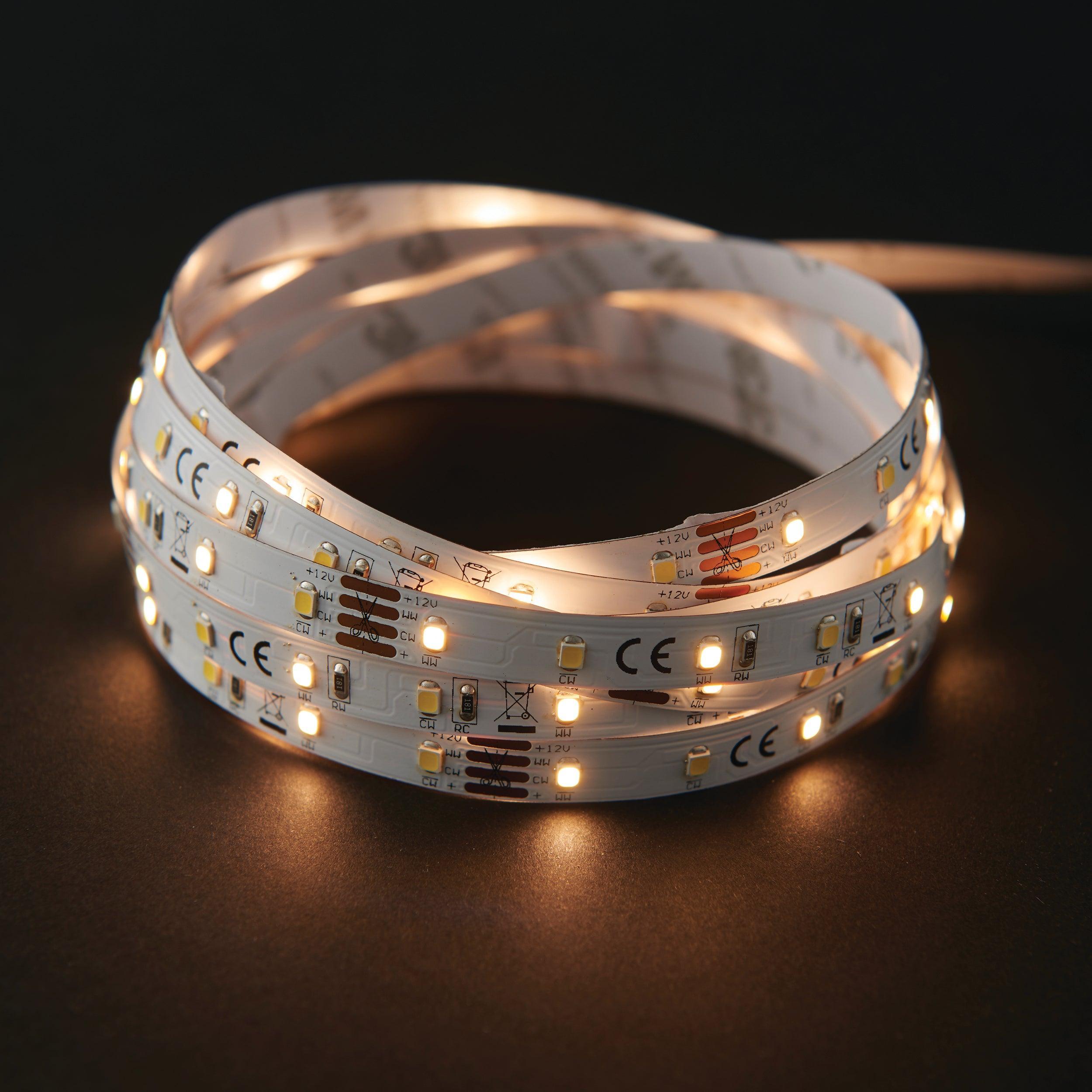 flexline 12v 5m variable white led strip light kit 24w by saxby lighting, close up image 122