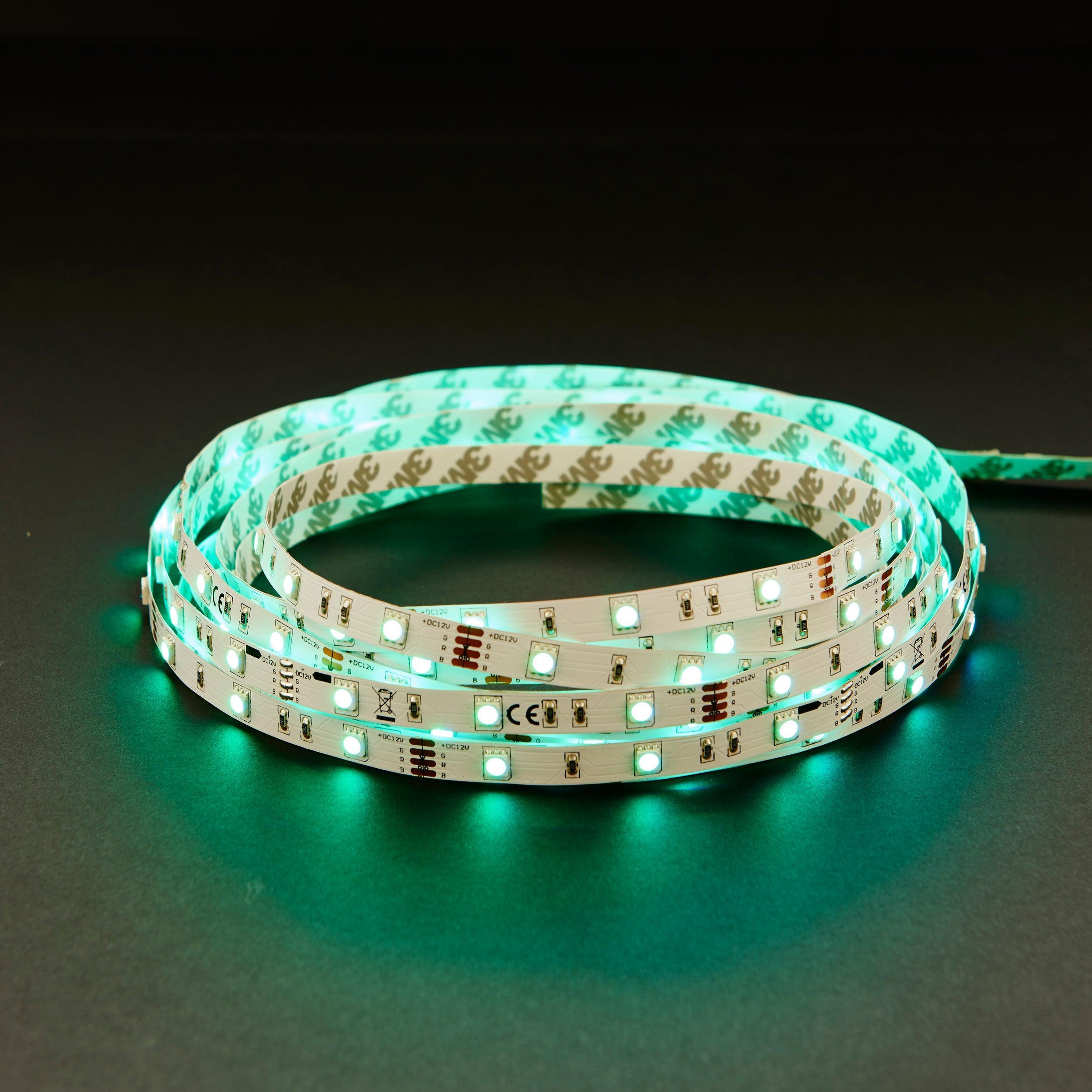 flexline 12v 5m colour changing led strip light kit 24w by saxby lighting, close up image 344