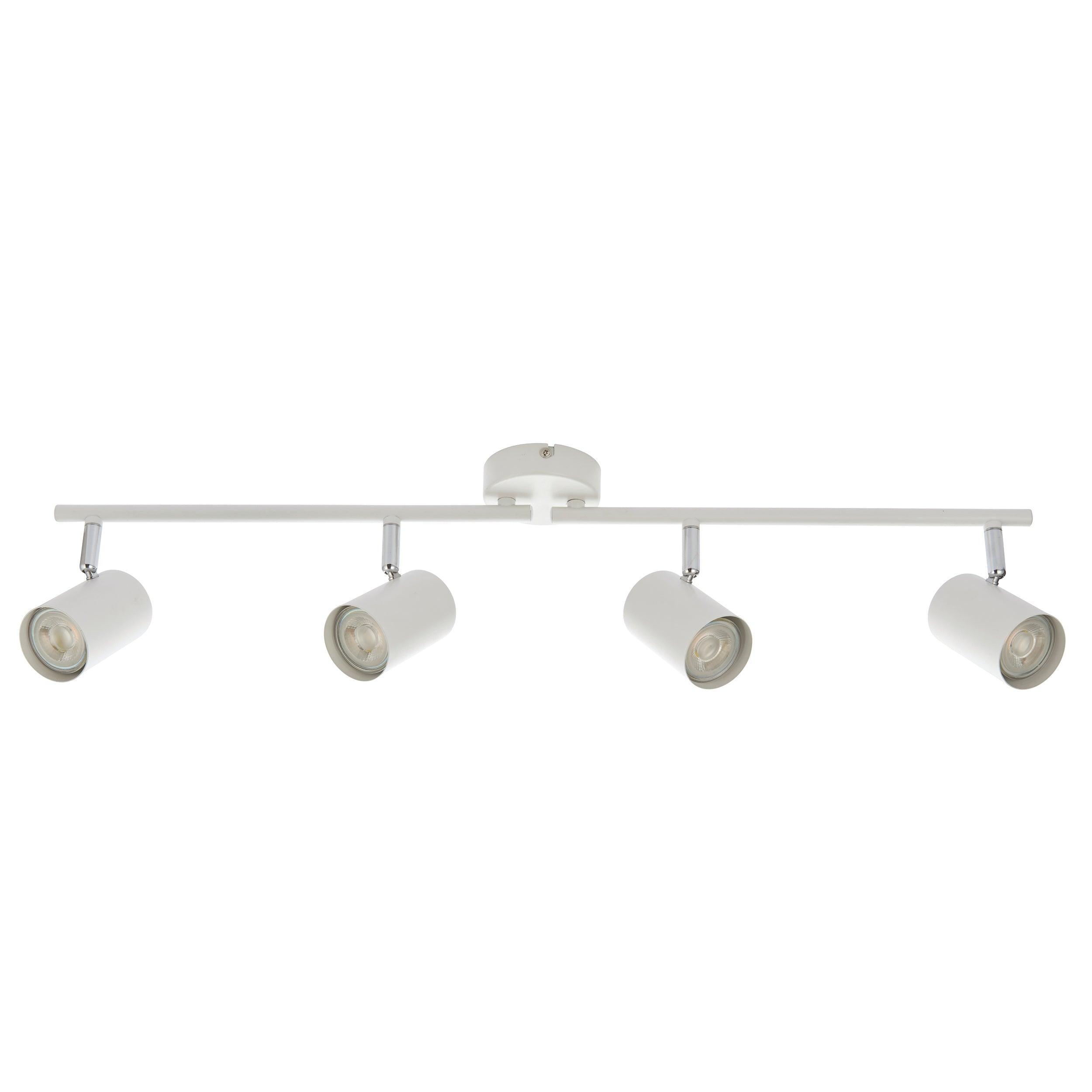 arezzo 4 light white bar spotlight 7wby Saxby Lighting, close up image