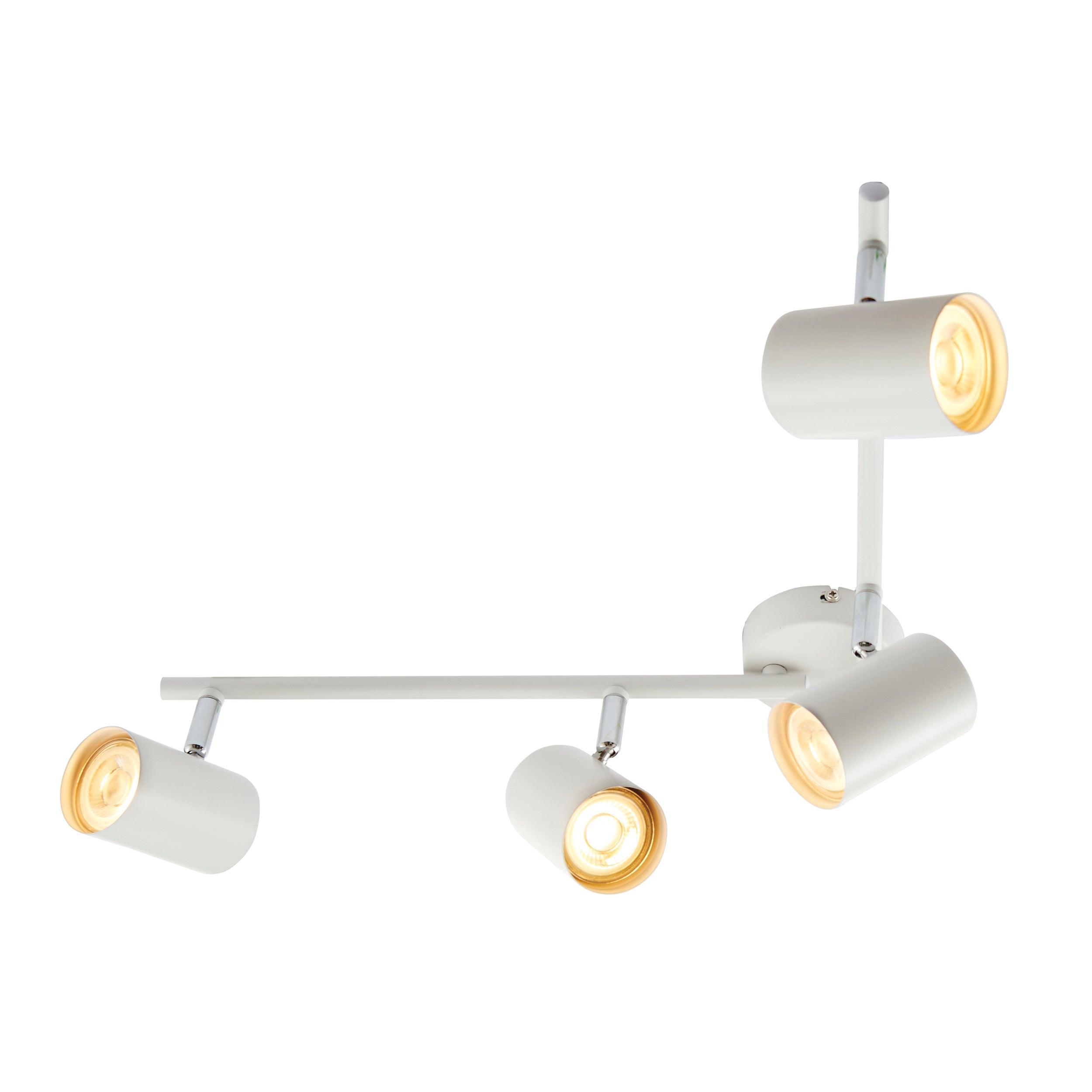 arezzo 4 light white bar spotlight 7w by saxby lighting, close up image 194