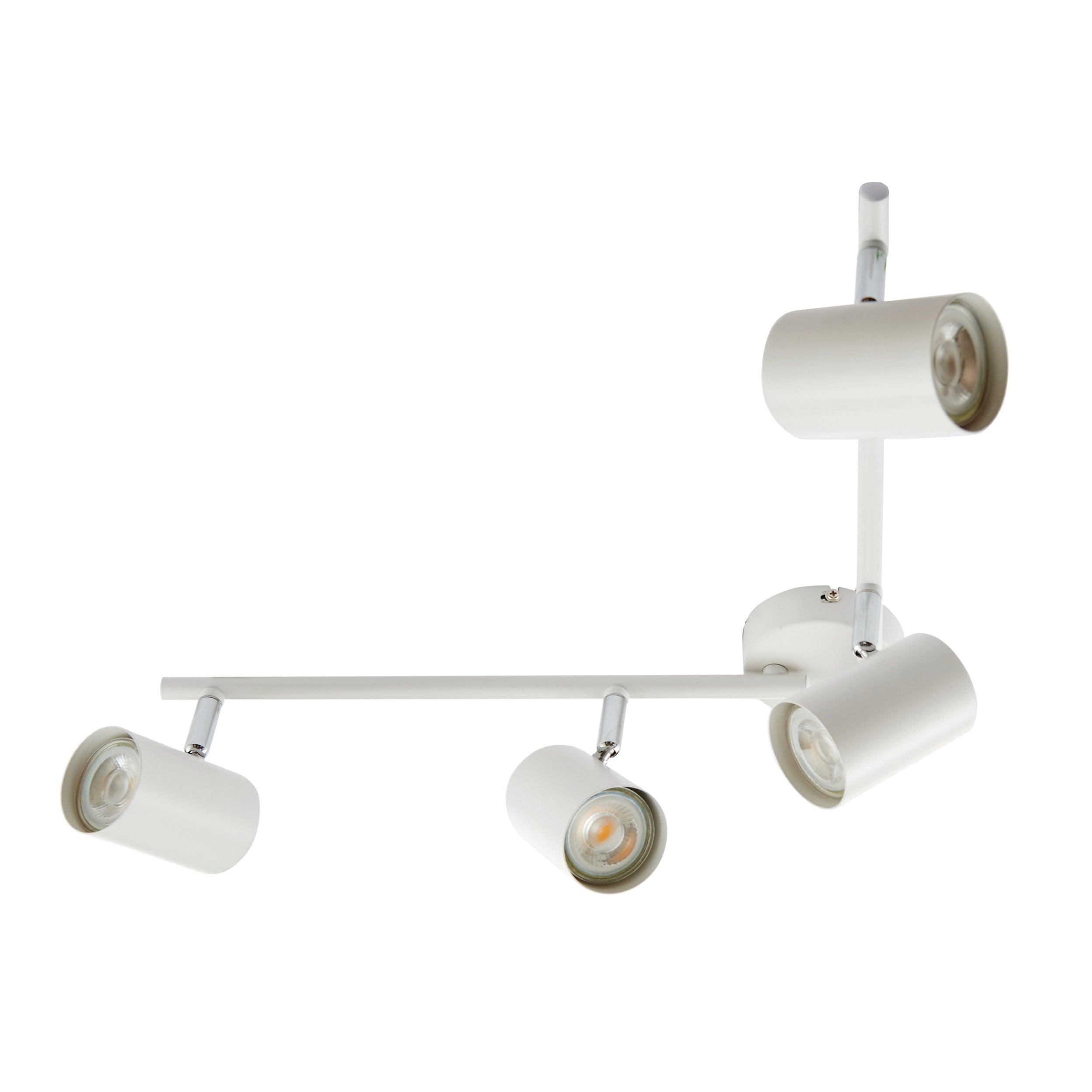 arezzo 4 light white bar spotlight 7w by saxby lighting, close up image 151