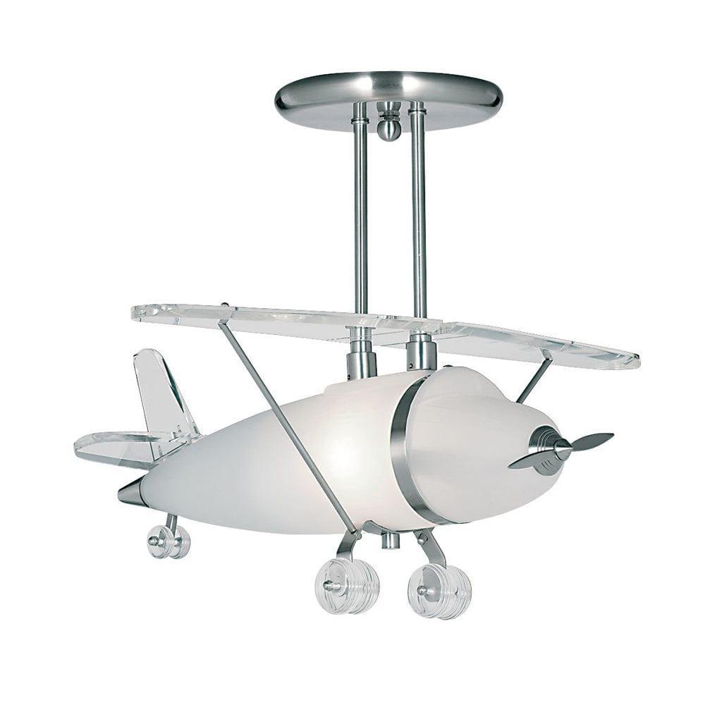 Searchlight Novelty Acrylic & Chrome Airplane Pendant Light-Ceiling Pendant Lights-1-Tiffany Lighting Direct