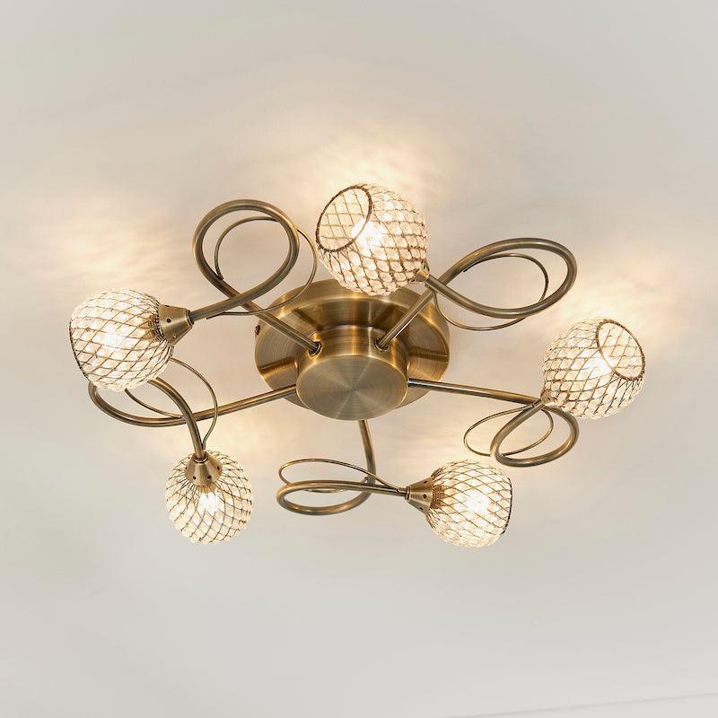 Aherne 5lt Semi flush Ceiling Light by Endon Lighting Living Room Image 7