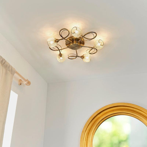 Aherne 5lt Semi flush Ceiling Light by Endon Lighting Living Room Image 1