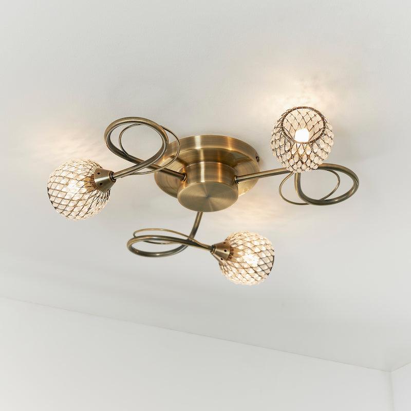 Aherne 3lt Semi Flush Ceiling Light by Endon Lighting  Living Room Image 2