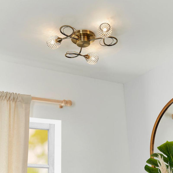 Aherne 3lt Semi Flush Ceiling Light by Endon Lighting  Living Room Image 1