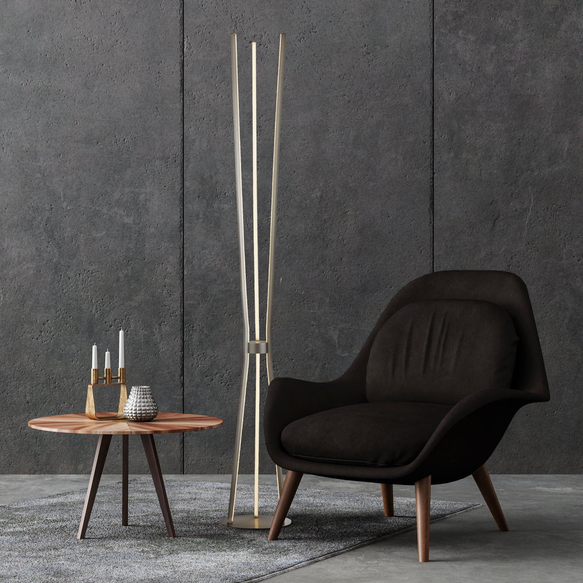 tripod led 3 satin nickel floor lamp 7383 3sn by searchlighting lighting, living room image