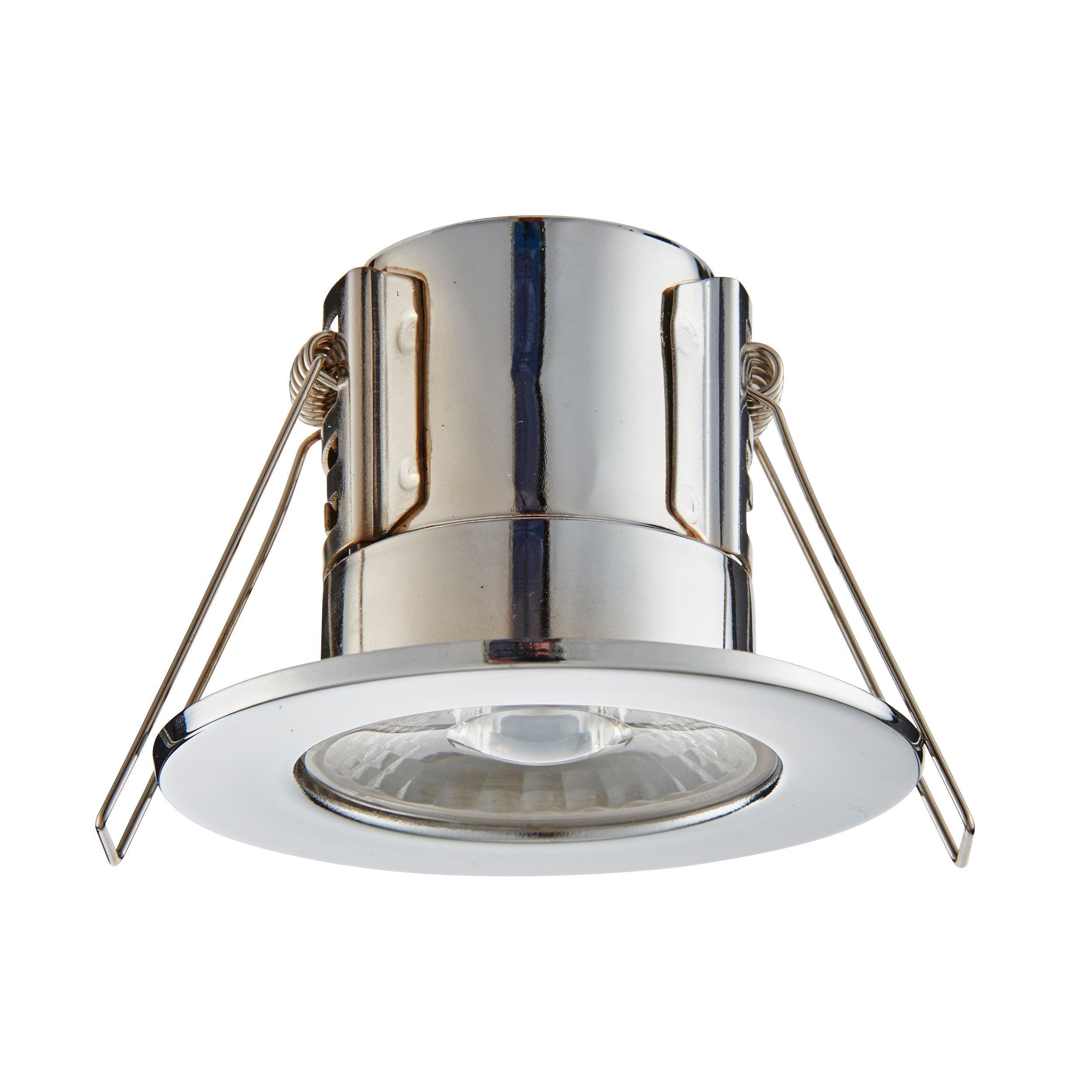 shieldeco 500 warm white chrome recessed ceiling light ip65 4wby Saxby Lighting, close up image