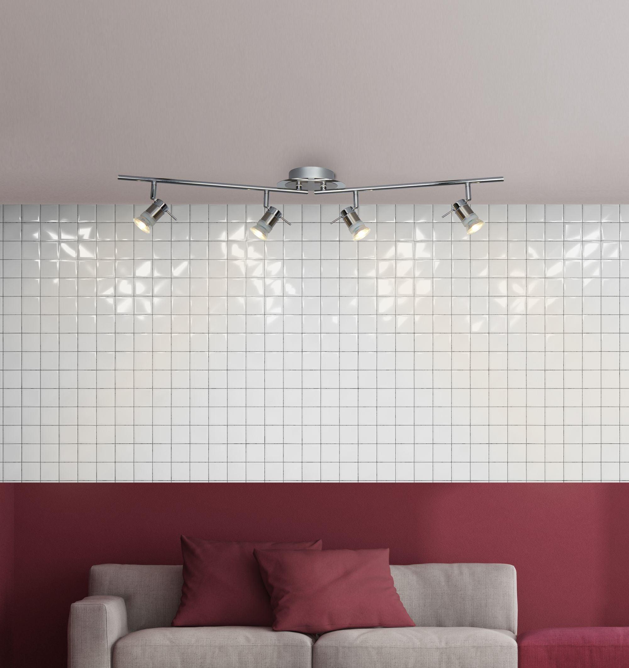 aries polished chrome 4 lt adjustable ceiling spotlights by searchlighting lighting, living room image