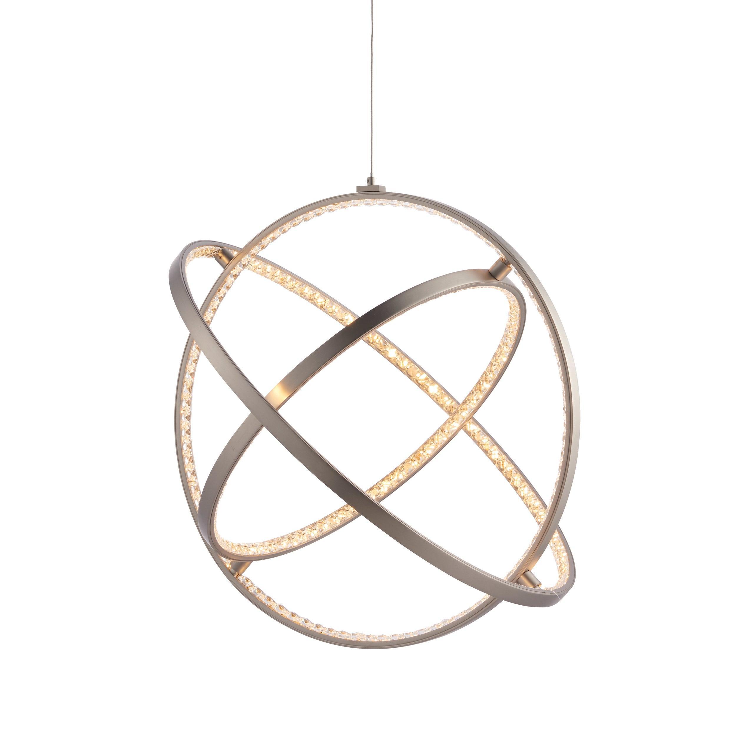 Endon Eternity 1 Light Nickel Ceiling Pendant - Medium-Ceiling Pendant Lights-Endon Lighting Living Room Close Up Lighting Tiffany Lighting Direct