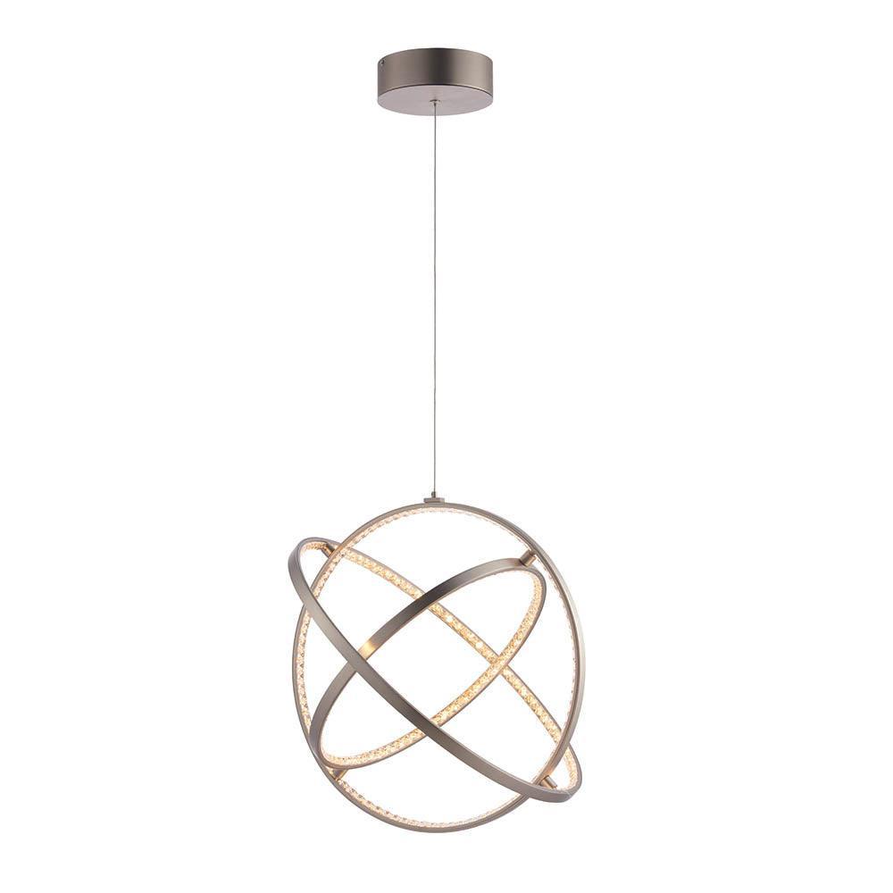 Endon Eternity 1 Light Nickel Ceiling Pendant - Medium-Ceiling Pendant Lights-Endon Lighting Hallway Lighting Close upTiffany Lighting Direct