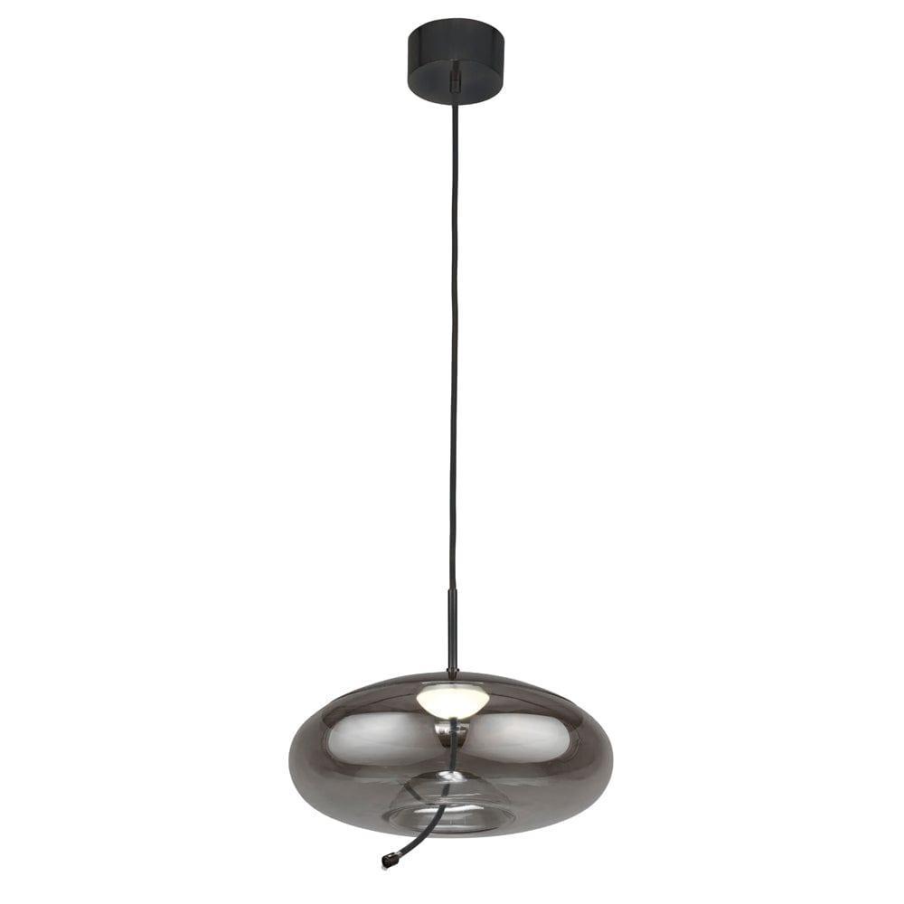 Lisbon 1 Light 6W Black And Smoked Glass LED Ceiling Pendant-Ceiling Pendant Lights-1-Tiffany Lighting Direct