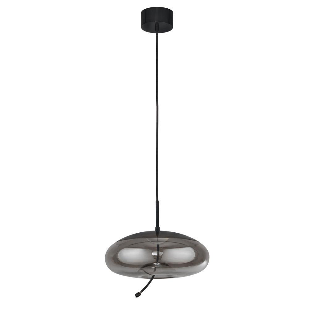 Lisbon 1 Light 6W Black And Smoked Glass LED Ceiling Pendant-Ceiling Pendant Lights-3-Tiffany Lighting Direct