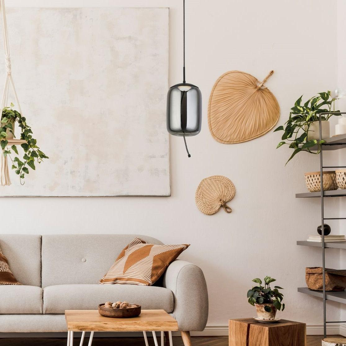 Lisbon 1 Light Black And Smoked Glass LED Ceiling Pendant-Ceiling Pendant Lights-6-Tiffany Lighting Direct